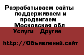 Разрабатываем сайты, поддерживаем и продвигаем - Московская обл. Услуги » Другие   